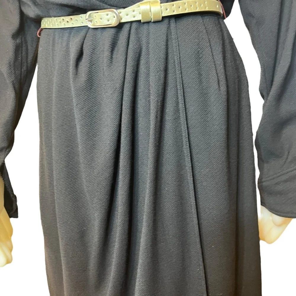Louis Féraud Vintage Wool Wrap Dress, West Germany, 10, Black - Picture 8 of 16
